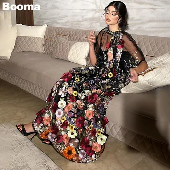  Booma Саудовская Аравия Вечерние платья с цветочной вышивкой и короткими рукавами для особых случаев, платья для дня рождения, свадьбы, выпускного вечера