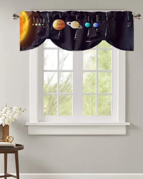  Земля Вселенная Галактика Солнечная Занавеска На окно Кухонный шкаф Кофейный Балдахин Карниз Карман Короткая занавеска