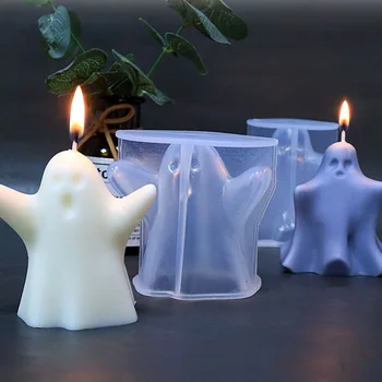  Силиконовая форма для 3D-призрачной свечи, креативные формы из эпоксидной смолы для шоколадного мыла, Кубика льда, украшения для вечеринки на Хэллоуин