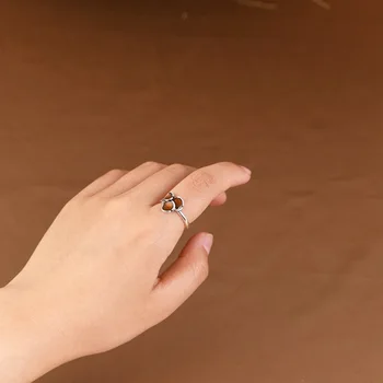  Открытое кольцо в винтажном стиле, красочное кольцо в виде листьев гинкго, женский наконечник