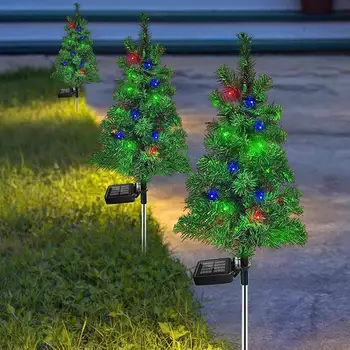  Рождественские украшения на солнечных батареях Энергосберегающая солнечная лампа для наружной рождественской елки, украшения для рождественской дорожки