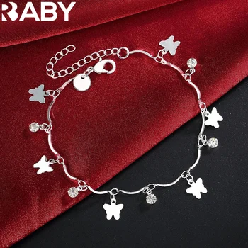  Очаровательные браслеты из стерлингового серебра 925 пробы для женщин цепочка с бабочкой из циркона элегантная модная свадебная вечеринка Рождественские изысканные украшения
