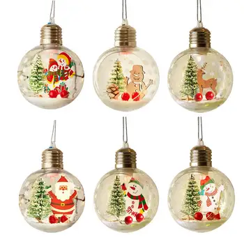  Рождественские светящиеся шары, гирлянды, прозрачный светодиодный ночник, Подвесной шар, Новогодний снеговик в действии, украшения