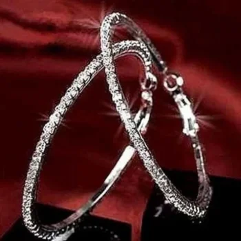 Модные Классические блестящие серьги-кольца с крупными кристаллами для женщин, простые серьги-гвоздики с кубическим цирконием, женские свадебные украшения в подарок