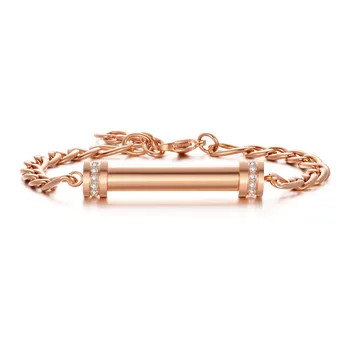  Открывающийся браслет в виде цилиндрической урны из нержавеющей стали с цирконием, ювелирные изделия из розового золота для мужчин и женщин Оптом