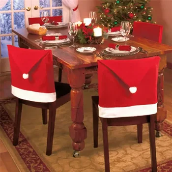  6 шт./компл. Набор красных стульев Рождественские шляпы Нетканые настольные изделия Удобные мягкие праздничные принадлежности Рождественские украшения