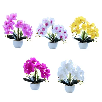  Имитация искусственной бабочки-орхидеи Бонсай с 14 головами, искусственные растения в горшках Для украшения дома, спальни, гостиной, искусственные цветы