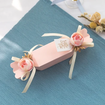  30шт Креативных розовых свадебных коробок для конфет, бумажных подарочных пакетов, сувениров для гостей, детских принадлежностей для вечеринок Оптом