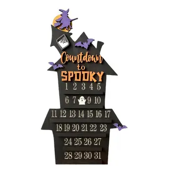  Адвент-календарь на Хэллоуин 2023 Деревянный детский Адвент-календарь в форме замка, Съемный детский Адвент-календарь, украшение рабочего стола
