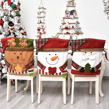  1-3шт Новогодний Рождественский чехол для обеденного стула, Рождественские подарки Санта-Клауса, настольные украшения для вечеринки домашнего декора