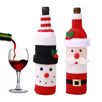  Рождественский Снеговик Сумка для бутылки вина Практичная Тканая Крышка для бутылки вина Санта Клауса Семейный Обеденный Стол Сумка для Вина Украшение для домашней вечеринки