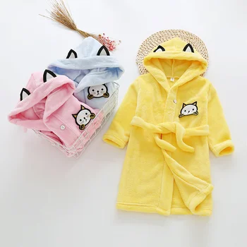  Детский теплый халат, Новый Детский халат, пижама с капюшоном для мальчиков и девочек, детская Повседневная домашняя одежда, одежда для сна для малышей, одежда для сна
