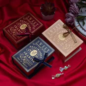 Креативная Любовно-Волшебная Книга, Свадебная Коробка Конфет, Изысканная Вечеринка, Подарочная Коробка для шоколадного печенья, Бант С лентой