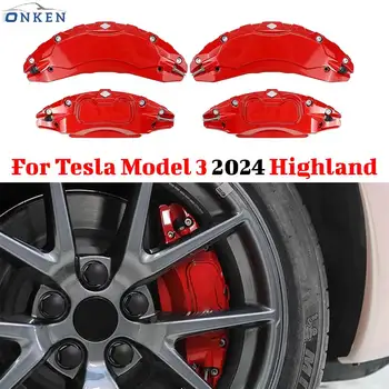  Крышка Тормозного Суппорта Для Tesla Model 3 2024 Highland 18 19 20-Дюймовая Ступица Колеса Набор Аксессуаров Для автомобильного Суппорта Из 4шт, С Наклейками