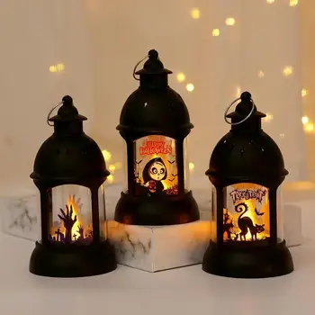  Портативные фонарики на Хэллоуин, мини-подвесной фонарь-свеча, декоративные жуткие огни, фонари, Винтажные фонари, подарки, декор, ужас