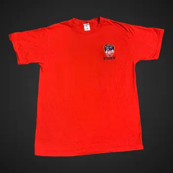  Винтажная мужская красная футболка с вышивкой из пожарной охраны города Нью-Йорка, размер L