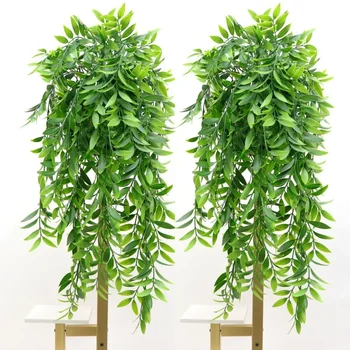  2,6 Футовый Искусственный Бамбуковый лист, Ротанговое Зеленое растение, Висящее на стене, Искусственное Подвесное растение, Поддельный Декоративный цветок для дома на открытом воздухе