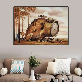  Плакат с изображением часов-лягушек, холст с картинками, принты из сказочного мира, настенная роспись в абстрактном стиле, гостиная, украшение дома
