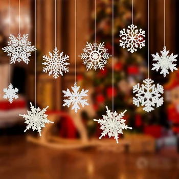  Рождественское украшение, Жемчужно-белый 3d набор снежинок, Подвеска, Рождественское окно, Подвеска в виде снежинки, Праздничные украшения
