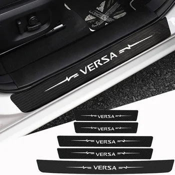  Накладка На Порог Автомобиля из Углеродного Волокна с Логотипом Nissan VERSA 2017 2022 Защита Багажника Заднего Бампера Защитные Наклейки Аксессуары