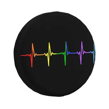 Чехол для запасного колеса Rainbow Pulse Heartbeat ЛГБТ для Toyota RAV4 Prado Jeep RV SUV, защитные чехлы для автомобильных колес для лесбийского гей-прайда
