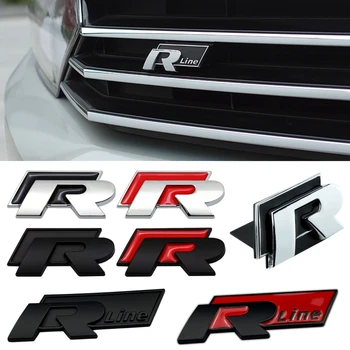  3D Эмблема Передней Решетки Автомобиля, Боковой Значок Заднего Багажника, Наклейка для Логотипа Rline R Polo Passat B5 B7 Golf 3 4 5 Jetta Touareg Bora Beetle