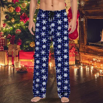  Мужские спортивные брюки Vanatge, пижамные брюки со снежным принтом, большие размеры, Рождественские брюки с уродливым принтом, свободные леггинсы в стиле ретро, Уродливые Свободные панталоны