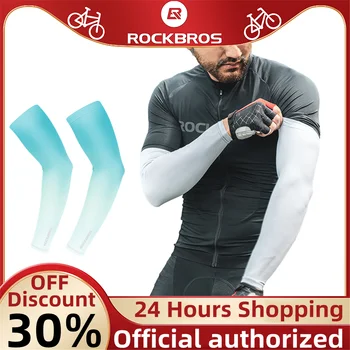  Солнцезащитные рукава ROCKBROS для верховой езды, защищающие от ультрафиолета, мужские и женские нарукавники из ледяного шелка, летние дышащие велосипедные рукава