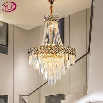  YOULAIKE Золотая люстра в стиле лофт, современный домашний декор, хрустальная лампа, дизайн гостиной, лестницы, светодиодный подвесной светильник cristal light lustre