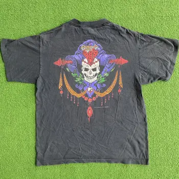  Винтажная Черная футболка с Графическим Изображением Черепа MTV Headbangers 1991 Года Большого размера