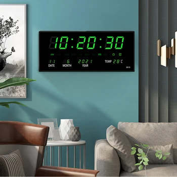  Светящиеся цифровые настенные часы Будильник Часовой бой Температура Дата Календарь Настольные часы Электронные светодиодные часы с разъемом