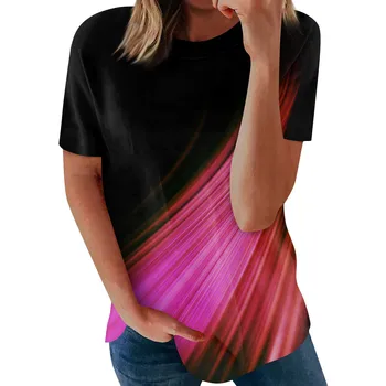 Женская мода Повседневный пуловер с коротким рукавом и круглым вырезом с принтом Топ Женская модная блузка 2023 Футболка Для женщин Y2k Одежда для женщин