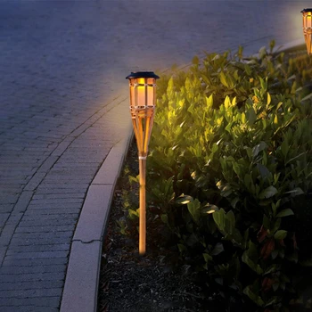  Солнечный садовый светильник Пламя Газонной лампы Украшение для наружного забора дорожки к дому Автоматический фонарь Солнечное освещение
