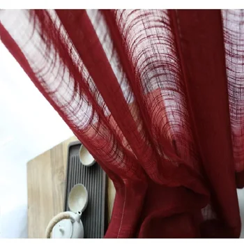  Японские красные прозрачные шторы гостиная полупрозрачные шторы оттенок пряжи кухня спальня гостиная занавес тюль нестандартного размера