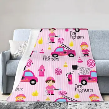 Девчачьи пожарные, милое розовое одеяло для пожарной машины, супер Мягкие теплые постельные одеяла для дивана, дивана в спальне, офисного автомобиля, на весь сезон
