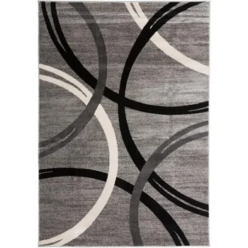  Серый современный коврик с волнистыми кругами размером 5 '3 