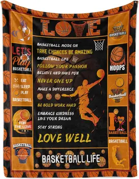  Баскетбольное одеяло, Баскетбольные подарки для подростков, Фланелевое Мягкое Теплое Плюшевое одеяло для любителей спорта для девочек, мальчиков, подростков и детей