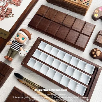  Коробка акварельных красок Min Орех Шоколад 24 цвета Чистая Ручная Вспомогательная коробка Ins Vintage