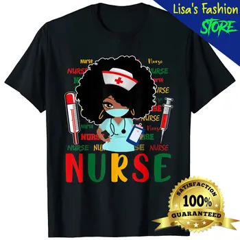  Афроамериканская медсестра Черная история, месяц гордости, черная женская футболка унисекс