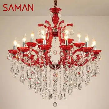  Подвесная лампа SAMAN LuxuriousCandle в европейском стиле, хрустальная лампа, художественная гостиная, ресторан, Вилла, лестница, Двухуровневое здание