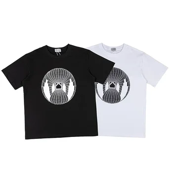  Мужские и женские футболки с геометрическим принтом Земли 1:1, свободные футболки C.E с круглым вырезом и коротким рукавом CAVEMPT
