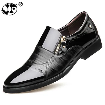  Мужская обувь из лакированной кожи, Весна 2021 года, повседневная деловая мужская обувь с острым носком на молнии, модельные туфли для свадебной вечеринки hjs4