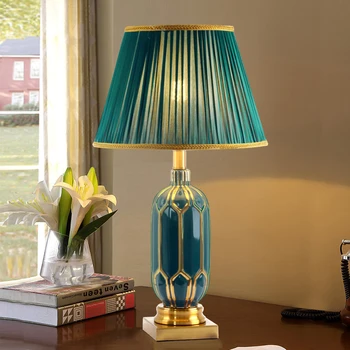  Настольная лампа из керамики для гостиной, европейский стиль, современный, простой, роскошный, теплый и креативный, спальня, прикроватная тумбочка, теплый