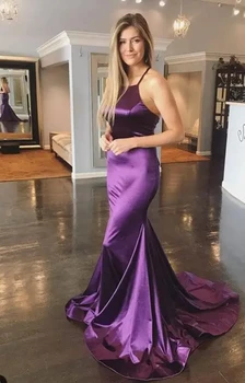  Фиолетовое платье русалки сексуальные бедра плотно обернуть ремень холтер элегантные длинные платья выпускного женские, длина до пола платье пром вечернее платье