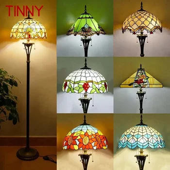  Торшер TINNY Tiffany в американском ретро стиле для гостиной, спальни, Кантри, торшер с витражным стеклом