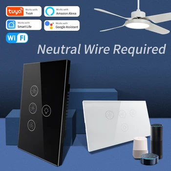  Tuya WiFi Умный домашний вентилятор; выключатель света; сенсорный прерыватель; приложение 