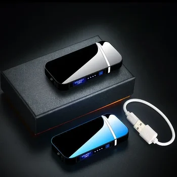 USB-аккумулятор, экран дисплея, Ветрозащитная двухдуговая зарядная зажигалка, мужской подарок