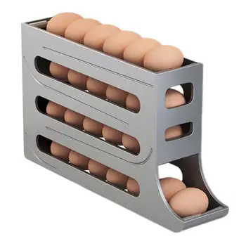  Держатель для яиц для холодильника 4-уровневый лоток для яиц с автоматическим скручиванием, Контейнер для хранения продуктов, Органайзер для яиц для кухни на 30 яиц