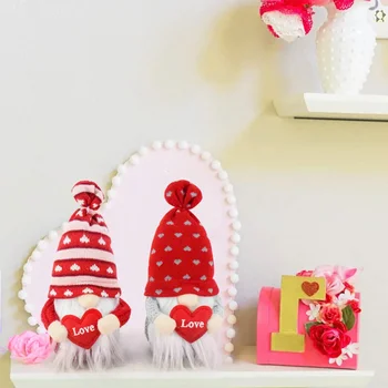  Новый Подарок на День Святого Валентина Гном Безликая Кукла 12x11x26 см Гном Ткань Красная ЛЮБОВЬ Мягкие Украшения Подарки для любимых подруг