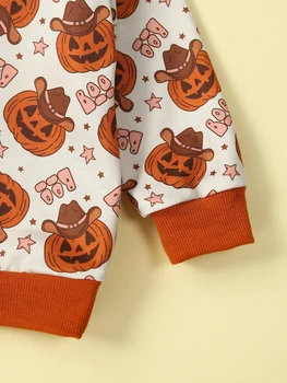  Милые Детские толстовки на Хэллоуин с Очаровательным принтом Призрака и уютными длинными рукавами - Модная одежда для малышей на осенние праздники